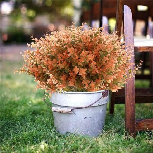 8 Bundles Artificial Fall Boxwood No Fade Faux Autumn Plants Fake Indoor Outdoor - Picture 5 of 7